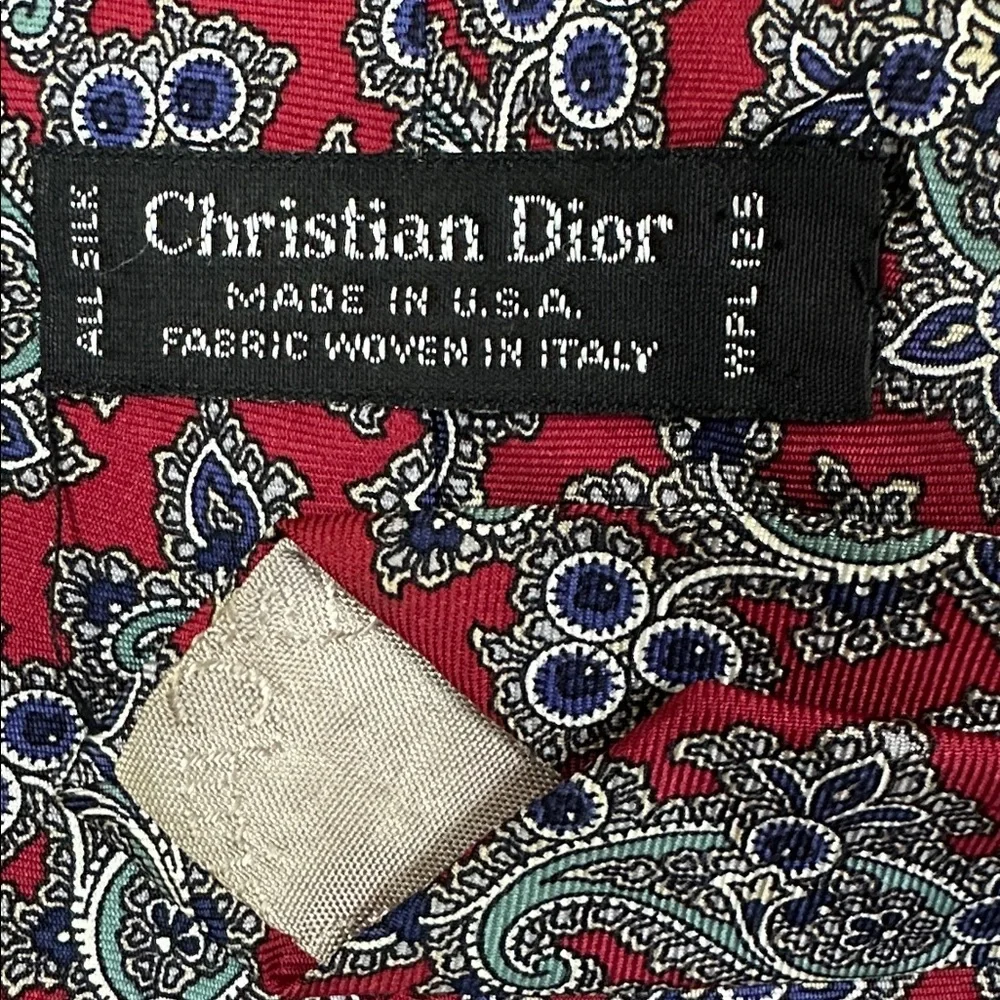 Vintage Christian Dior Men’s Paisley Silk Tie Made In USA